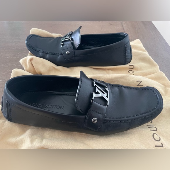 LOUIS VUITTON Monte Carlo Moccasin Black Calfskin Leather US Size 10.5 - Picture 7 of 13